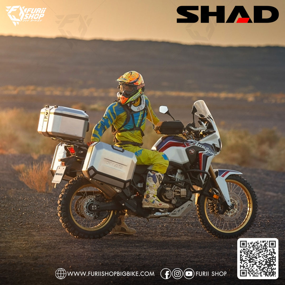 กล่องหลัง SHAD TR48 Silver ขนาด 48 ลิตร (สามารถเก็บหมวกกันน็อคได้ 1 ใบ)
