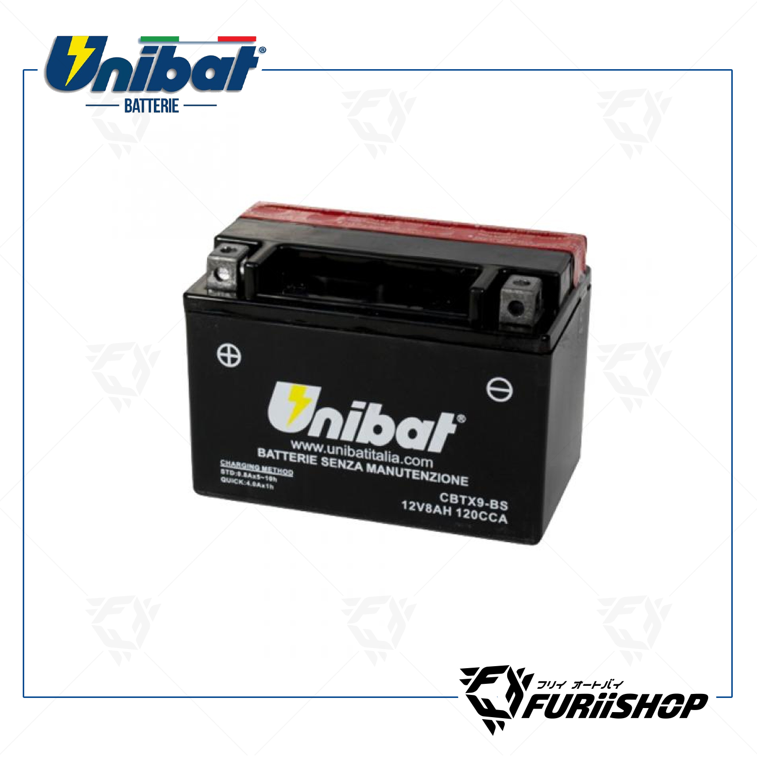 แบตเตอร์รี่รถมอเตอร์ไซต์ Unibat Battery MF Series CBTX9-BS For BMW , KTM , Royal Enfield , Kawasaki