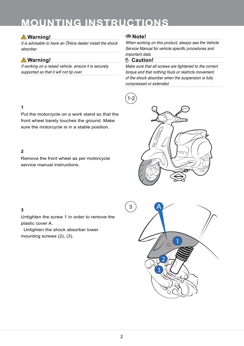 โช้คหน้า Ohlins PI501 For Vespa Sprint 150 ABS 2017-2025