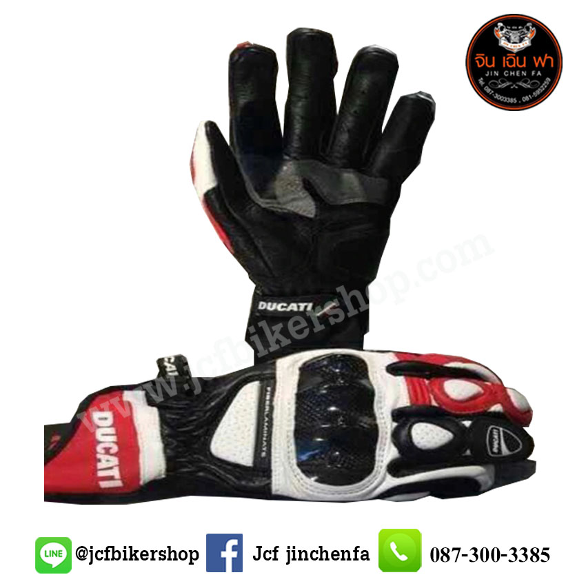 ถุงมือมอไซค์ ถุงมือมอเตอร์ไซค์ ถุงมือขับมอเตอร์ไซค์ ถุงมือ Ducati ข้อยาว V1