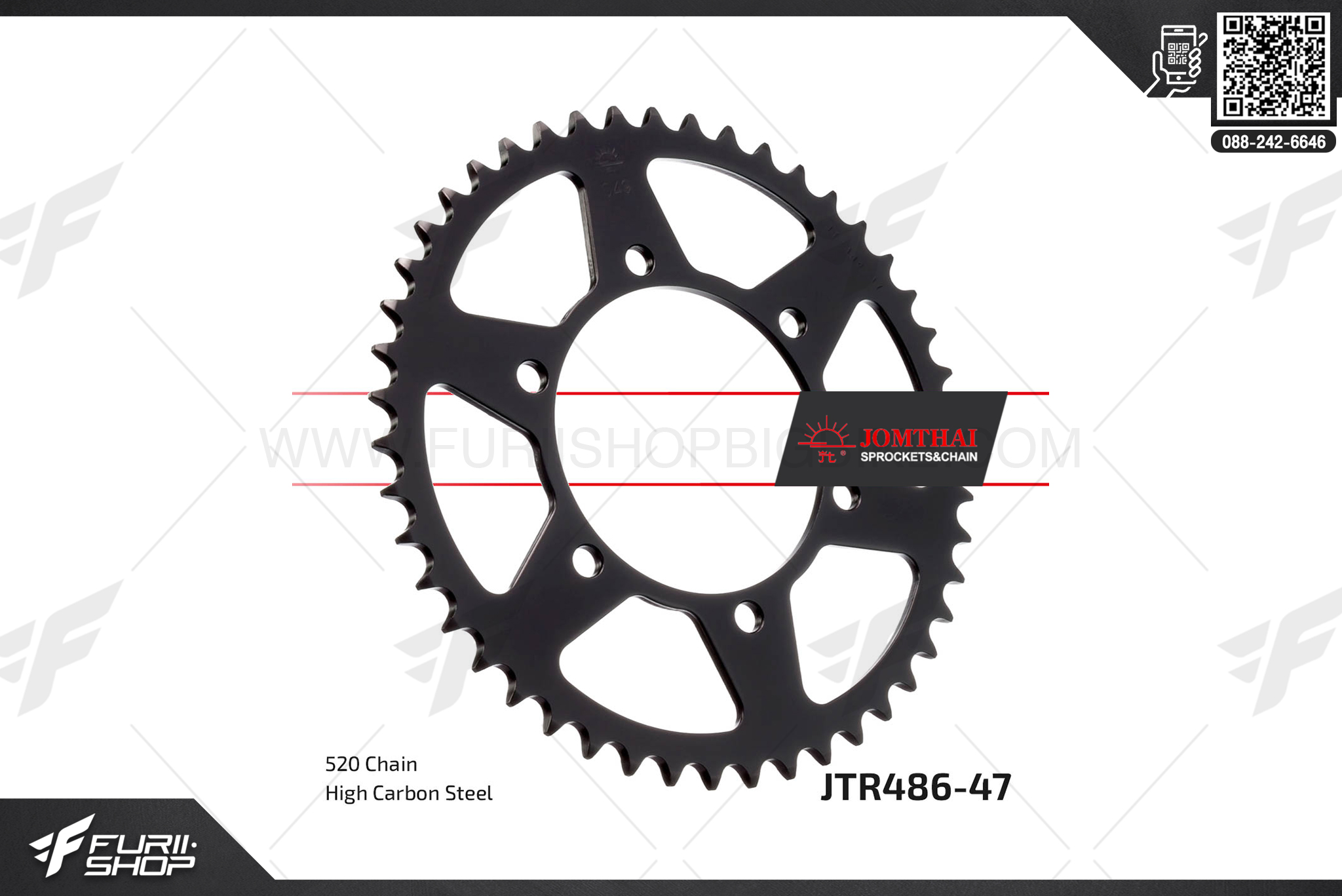 สเตอร์หลัง JOMTHAI (พระอาทิตย์) 47ฟัน รหัส JTR486-47 For Ninja250r, EX250