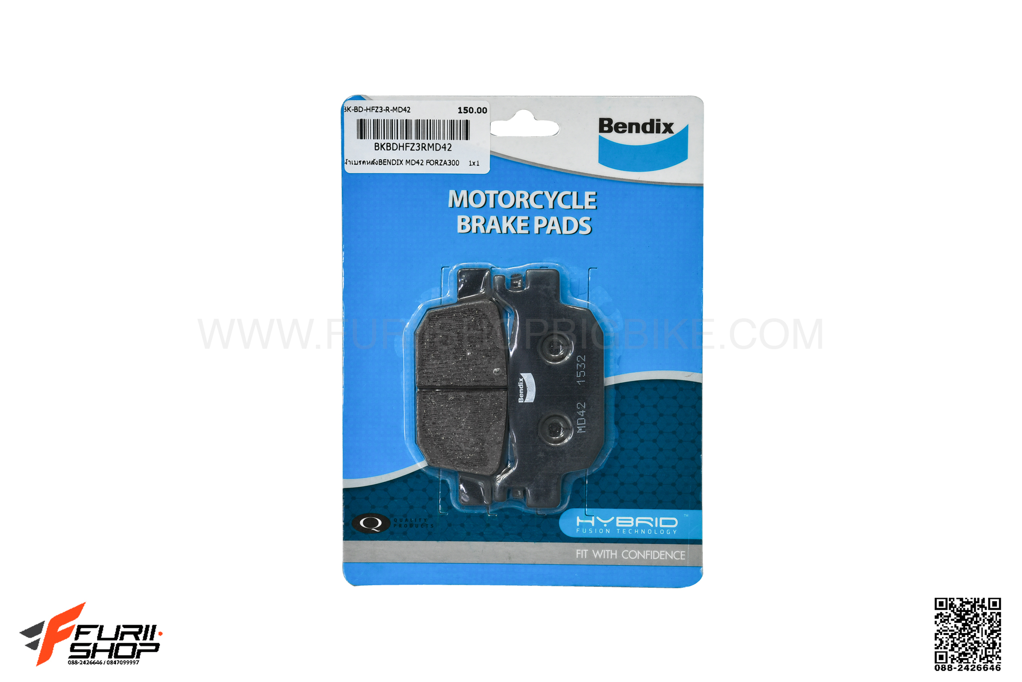 ผ้าเบรค BENDIX HYBRID หลัง FOR HONDA FORZA300