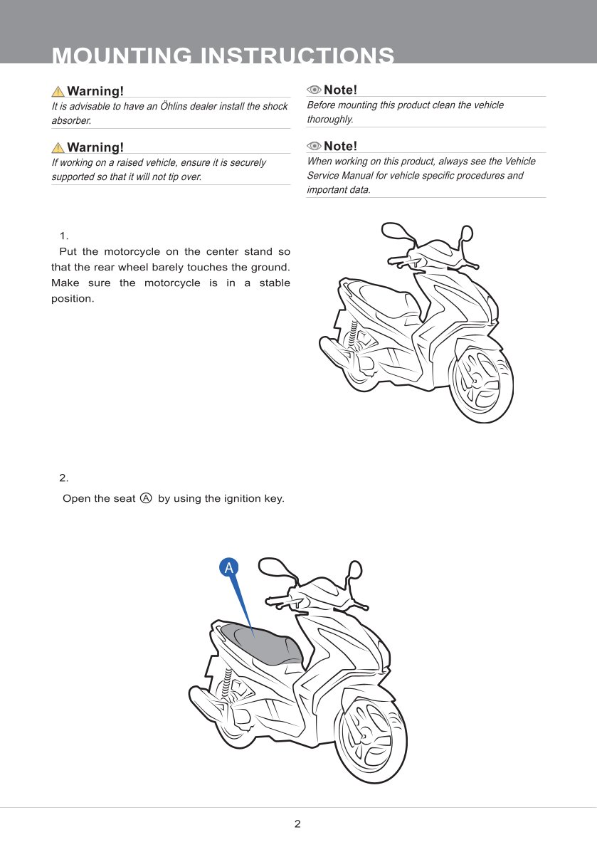 โช๊คหลังแต่ง Ohlins HO743 For Honda Air Blade 125/150 ปี 2017-2018