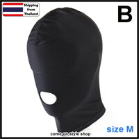 หมวกโม่งแฟนซี หน้ากากคลุมหัว ผ้ายืด เซ็กซ์ซี่ สินค้าผู้ใหญ่ Full Cover Hood Mask Elastic Black (เปิดปาก) size M