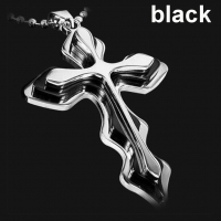 สร้อยคอพร้อมจี้ไม้กางเขน ออกแบบพิเศษ สามเลเยอร์ งานคุณภาพดี Fashion Necklace Creative Three-tiered Cross Pendant สีดำ (Black)