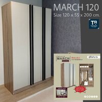 ตู้เสื้อผ้า 120 ซม. รุ่น March สีโซลิด-ครีมมี่