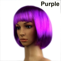 วิกผมสั้นเส้นตรง ทรงบ๊อบ สีม่วง เส้นตัดตรง Bobo วิกออกงาน การแสดง แฟนซี BOBO wig cosplay strait short girl female fashion party style (Purple) WG01PP