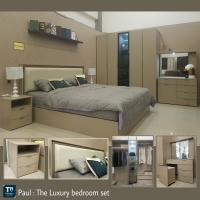 ชุดห้องนอน 3 ชิ้น รุ่น Paul ขนาด 5 ฟุต สีแชมเปญ-บราวน์