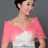 ผ้าคลุมไหล่ สีพันช์ สำหรับชุดออกงาน แต่งงาน หรือสวมคู่ชุดราตรี ทรงผีเสื้อสามชั้น Bridal Shawl Evening Shawl Evening Wrap (สีพันช์) SW02P
