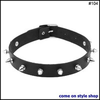 โชคเกอร์ สายหนัง พังค์ ร็อค เกาหลี มังงะ อะนิเมะ ฮาราจูกุ Punk Gothic Rock Leather Choker (Black) CK104 หนามเล็ก