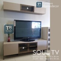 ชุดตู้วางทีวี 180 ซม.+ ชั้นแขวนลอย 180 ซม. รุ่น Soul สีบราวน์