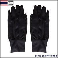 ถุงมือผ้าไนล่อน จั๊มข้อมือ สีดำ (black)