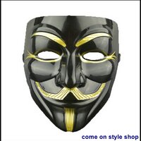 หน้ากากแฮกเกอร์ หน้ากากหนวด หน้ากากปาร์ตี้ หน้ากากฮาโลวีน Party Hacker V for Vendetta Mask (Black)