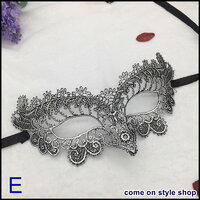 E หน้ากากผ้าลูกไม้ สีเงิน หน้ากากปาร์ตี้ ออกงาน การแสดง ผ้าหนา คุณภาพดี Sexy Silver Lace Fancy Mask (Raven)