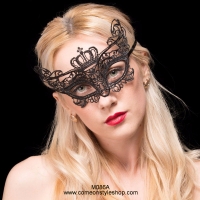 หน้ากากมงกุฎราชินี ลายลูกไม้สีดำ หน้ากากปาร์ตี้ ออกงาน แฟนซี การแสดง (สีดำ) Women Sexy Crown Lace Mask Costume Party Fancy Dress Ladies Masquerade Party Black Mask Party Gift M086BK