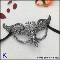 K หน้ากากผ้าลูกไม้ สีเงิน หน้ากากปาร์ตี้ ออกงาน การแสดง ผ้าหนา คุณภาพดี Sexy Silver Lace Fancy Mask (Swan หงส์)