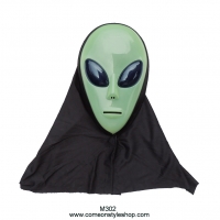 หน้ากากเอเลียน ยูเอฟโอ UFO สีเขียวพร้อมผ้าคลุมหัว หน้ากากปาร์ตี้ ออกงาน แฟนซี คอสเพลย์ หน้ากากคุณภาพ Green Alien UFO Space theme Halloween Fancy Costume Party Mask Good Quality (overhead mask คลุมหัว) M301B