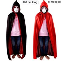 ผ้าคลุมฮู้ด Hood สองหน้า แดงดำ ยาว 150 cm