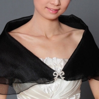 ผ้าคลุมไหล่ สีดำ สำหรับชุดออกงาน หรือสวมคู่ชุดราตรี ทรงผีเสื้อสามชั้น Black Bridal Shawl Evening Shawl Evening Wrap SW02A