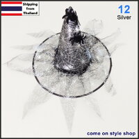 12 หมวกพ่อมด แม่มด ฮาโลวีน หมวกแฟนซี สกรีนลาย Halloween Witch Hat (Spider Silver)
