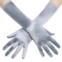 ถุงมือออกงาน แบบยาว 16 นิ้ว สีเทาเงิน ผ้าซาติน เรียบหรู วินเทจสไตล์ ถุงมือเจ้าสาว ออกงาน การแสดง ปาร์ตี้ Long gloves satin wedding bridal evening party prom costume (สีเทา grey) GL02GY
