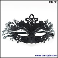 หน้ากากโลหะ ประดับคริสตัล หน้ากากแฟนซี Metal Laser Cut Party Mask (Black)