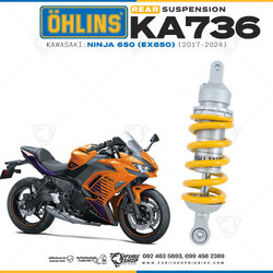 โช๊คหลังแต่ง Ohlins KA736 For Kawasaki Ninja 650 (EX650) ปี 2017-2024