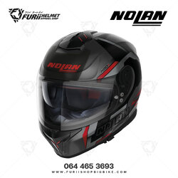 หมวกกันน็อคเต็มใบ NOLAN Wanted N-Com Flat Lava Grey Red Black (71)