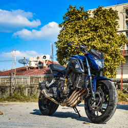 สายHEL HONDA CB500F เดิน3ทาง หน้า-หลัง สายสีน้ำเงิน หัวเบนโจสีเงิน