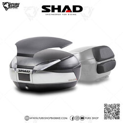 กล่องหลัง SHAD Set(Full Option) SH48 Dark Grey(300) ขนาด 48 ลิตร + ฝาคาร์บอน + เบาะพิง