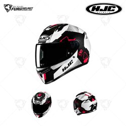หมวกกันน็อค HJC C10 Full Face ASPA : MC1 สีขาว/ดำ/แดง ผิวเงา (มี มอก.)