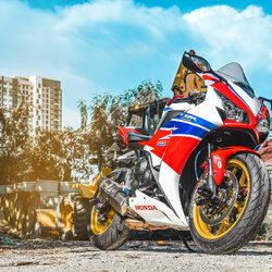 สายHEL HONDA CBR1000RR เดิน3ทาง หน้า-หลัง สายสีน้ำเงิน หัวเบนโจสีดำ