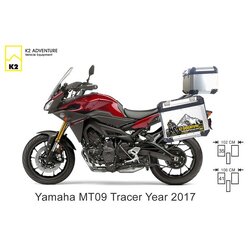 กล่องข้าง ปี๊บ 3 ใบ พร้อมแร็ค และเพลท K2 PRO 35L & 40L FOR Yamaha MT09 Tracer