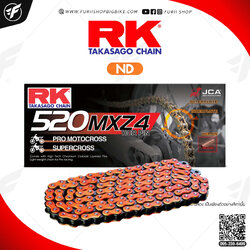 โซ่ RK แท้ 520MXZ4 Motocross chain ND520MXZ4-120L Neon Orange สีนีออน สำหรับรถมอเตอร์ไซค์ 125-500cc ของแท้