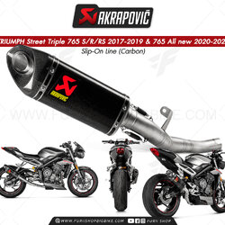 ท่อแต่ง Akrapovic Exhaust Slip-On Line (Carbon) TRIUMPH Street Triple 765 S/R/RS 2017-2019 & 765 All new 2020-2021