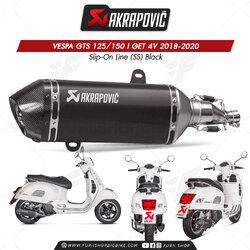 ท่อแต่ง Akrapovic Exhaust Slip-On Line (SS) Black Vespa GTS 125/150 I GET 4V 2018-2020
