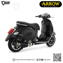 ท่อมอเตอร์ไซค์ Arrow Slip on Black-Carbon Euro5 New Logo : for Vespa GTS300