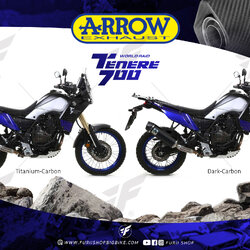 ท่อมอเตอร์ไซค์ Arrow Dark-Carbon YAMAHA TENERE' 700 (2019 - 2020) ท่อแต่ง ท่อสูตร ท่อบิ๊กไบค์ ท่อBigbike ท่อไอเสีย