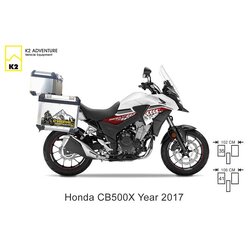 กล่องข้าง ปี๊บข้าง 2 ใบ แร็ค&เพลท K2 PRO 31L,38L,45L FOR HONDA CB500X 2017