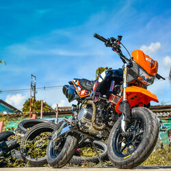 สายHEL KAWASAKI KSR เดินทางเดิม หน้า-หลัง สายCARBON หัวเบนโจสีน้ำเงิน