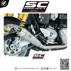 TRIUMPH THRUXTON 1200 (2016) - R Pair of conical Mufflers, brushed stainless Steel