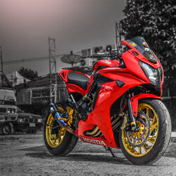 สายHEL HONDA CBR650F เดิน3ทาง หน้า-หลัง สายCARBON หัวเบนโจสีม่วง