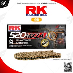 โซ่ RK แท้ 520MXZ4 Motocross chain GB520MXZ4-120L Full Gold สีทอง สำหรับรถมอเตอร์ไซค์ 125-500cc ของแท้