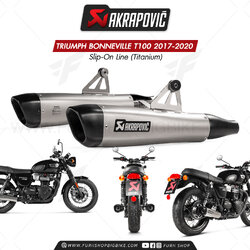 ท่อแต่ง Akrapovic Exhaust Slip-On Line (Titanium) TRIUMPH BONNEVILLE T100 2017-2020