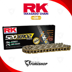 โซ่ RK แท้ 520KRO2 O-Ring Chain GR520KRO2-120L (สี Full Gold) สำหรับรถมอเตอร์ไซค์ 250-600cc