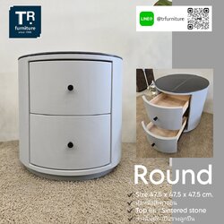 ตู้ข้างเตียง หุ้มหนัง รุ่น Round