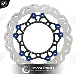 จานดิสเบรคหน้า ลายหยัก 4.5mm REVOLUTION V3 X-MAX300 จาน300mm ดำหมุดน้ำเงิน