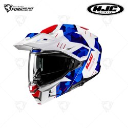 หมวกกันน็อค HJC I80 Dual Sport Modular ROKI : MC21 สีขาว/น้ำเงิน/แดง ผิวเงา (มี มอก.)