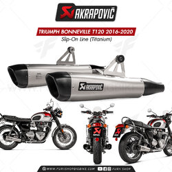 ท่อแต่ง Akrapovic Exhaust Slip-On Line (Titanium) TRIUMPH BONNEVILLE T120 2016-2020