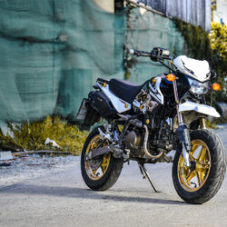 สายHEL KAWASAKI KSR เดินทางเดิม หน้า-หลัง สายCARBON หัวเบนโจสีน้ำเงิน